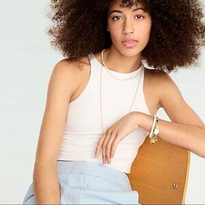 J crew form knit cutaway tank top stretch white